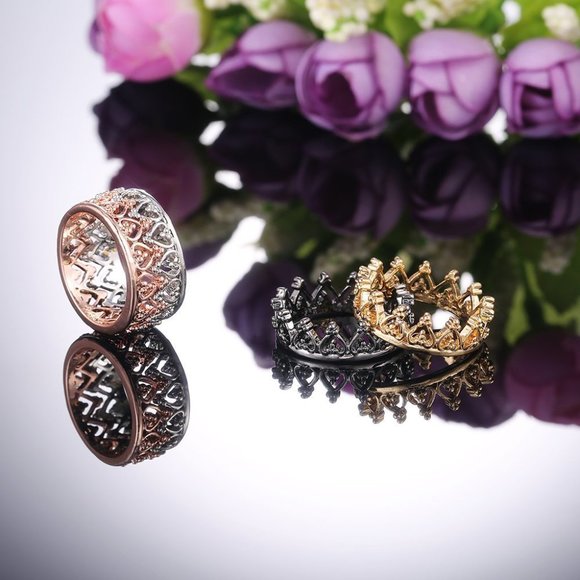 💎 Heart Wreath Basic Simple Colorful Heart Rings for Women, PD534 - Picture 8 of 9